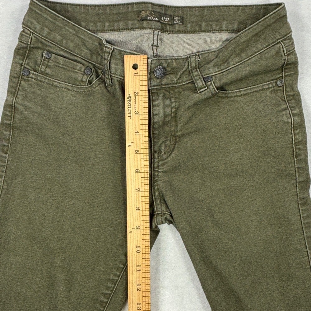 Prana Jeans Womens 4/27 Olive Green Slim Straight Leg Stretch Denim Pants - Picture 4 of 11